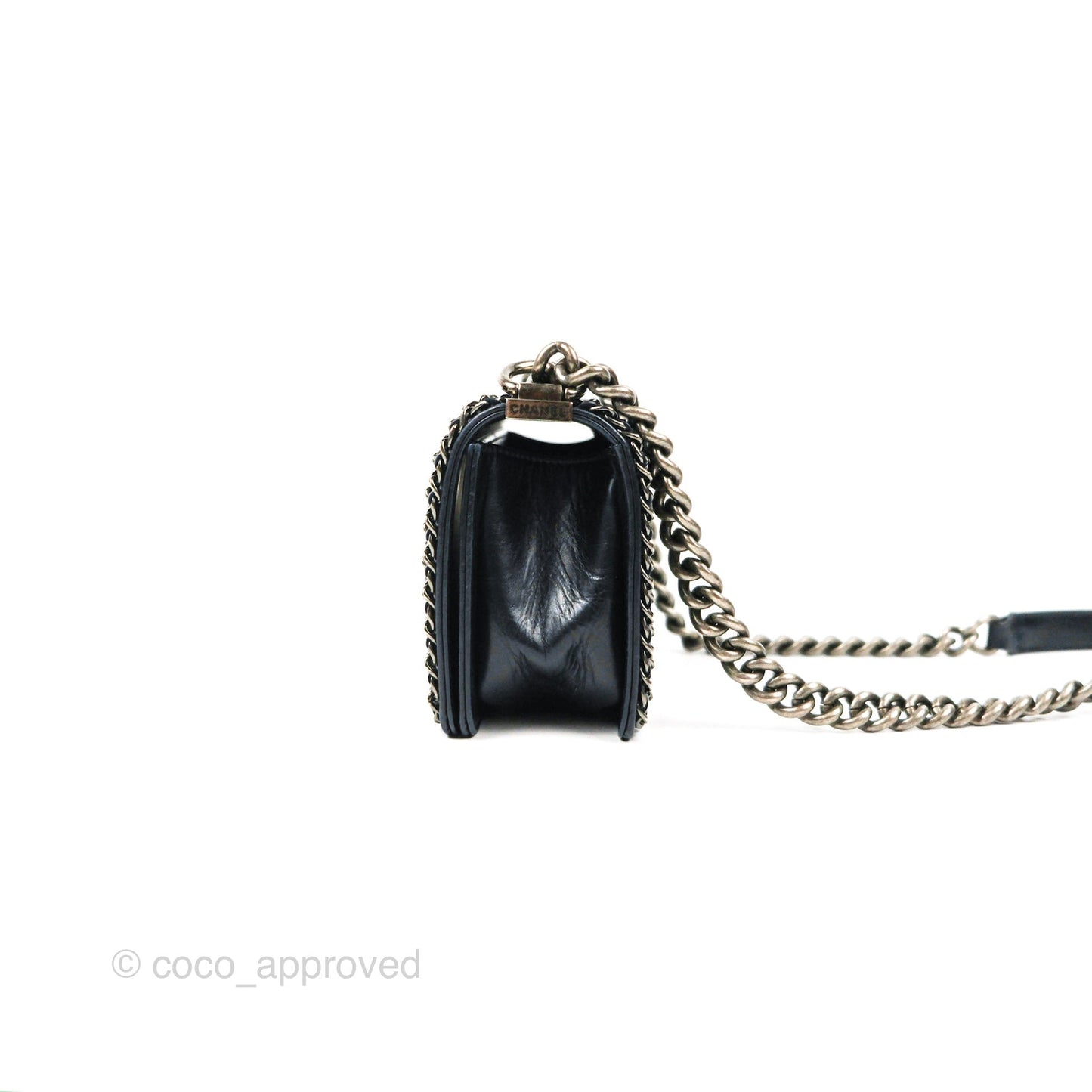 Chanel Small Chain Around Boy Dark Navy Glazed Calfskin Ruthenium Hardware