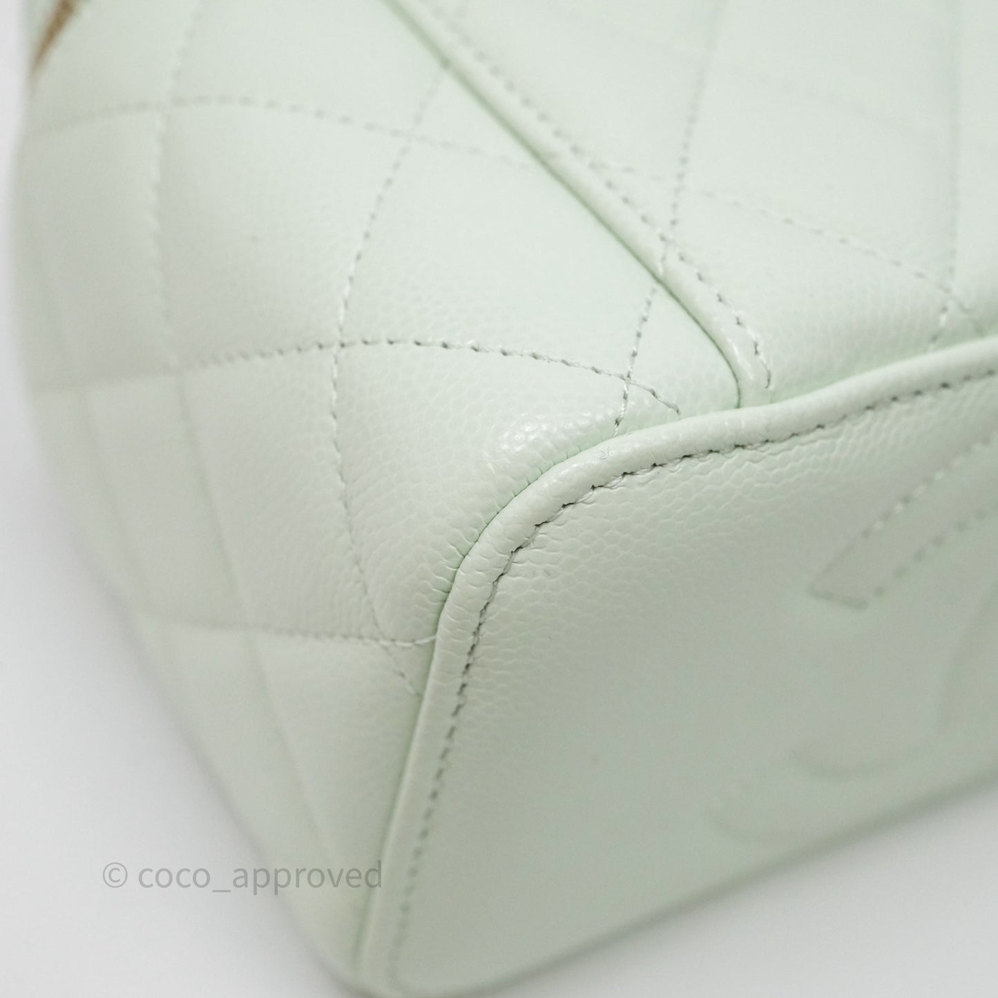 Chanel Vanity Rectangular Top Handle Mint Green Caviar Gold Hardware