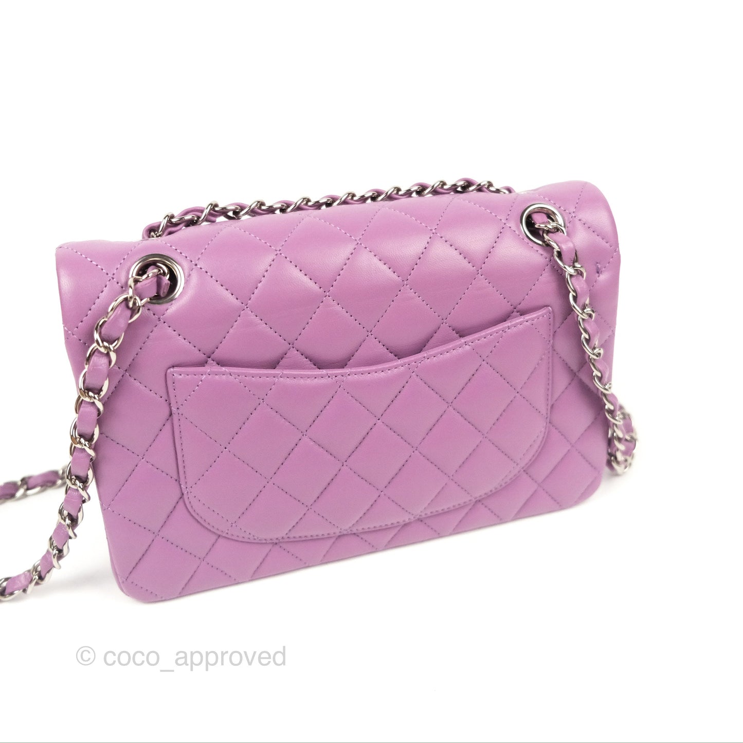 Chanel Small Classic Quilted Flap Purple Lambskin Silver Hardware