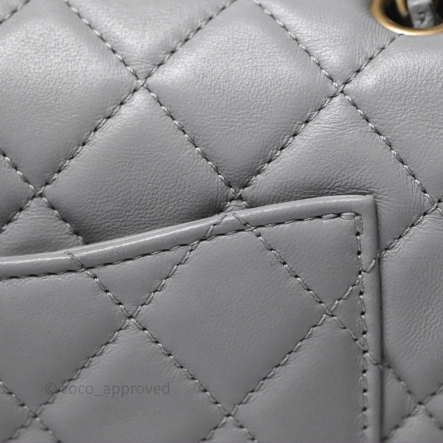 Chanel Pearl Crush Mini Rectangular Quilted Grey Lambskin Aged Gold Hardware