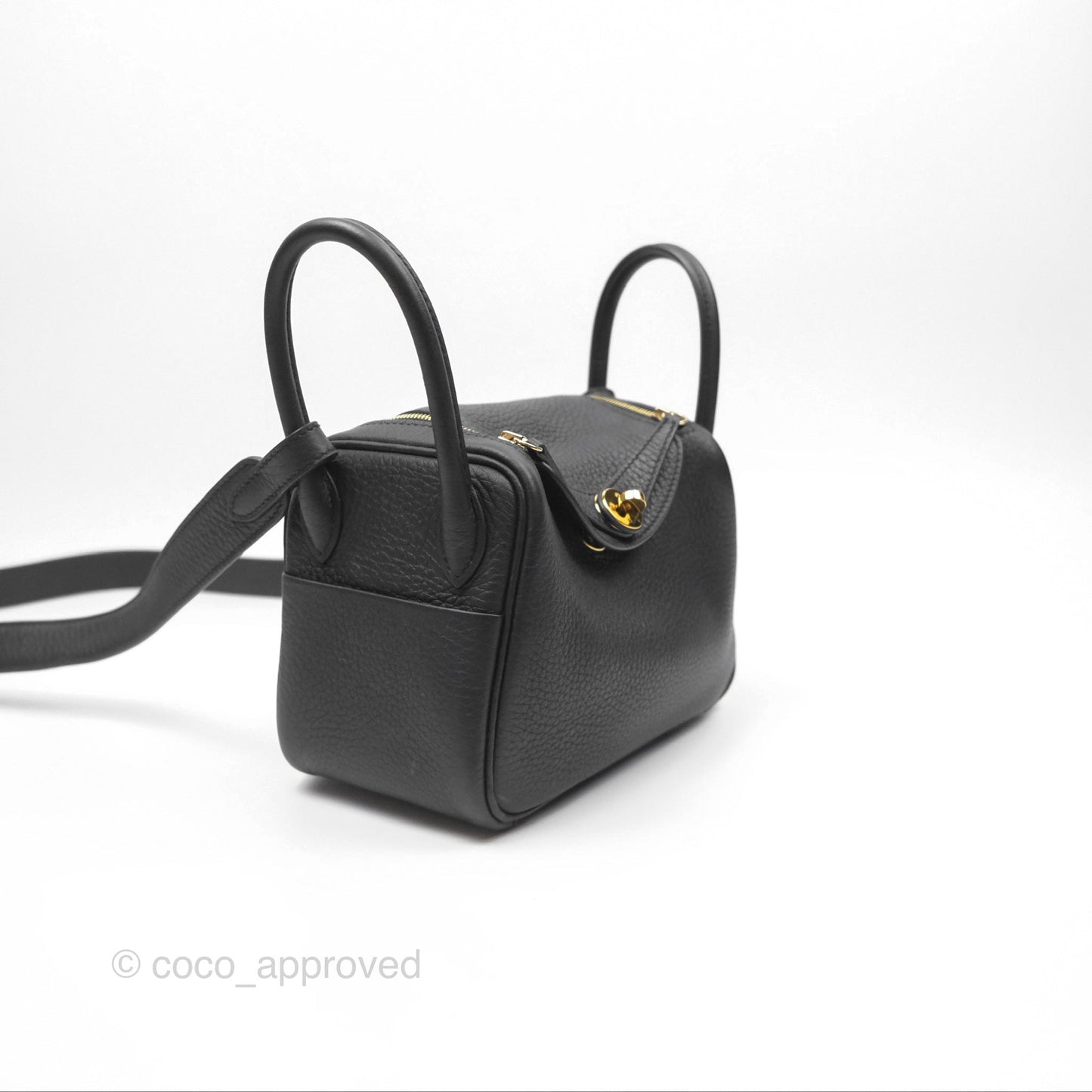 Hermès Mini Lindy 20 Noir 89 Clemence Gold Hardware