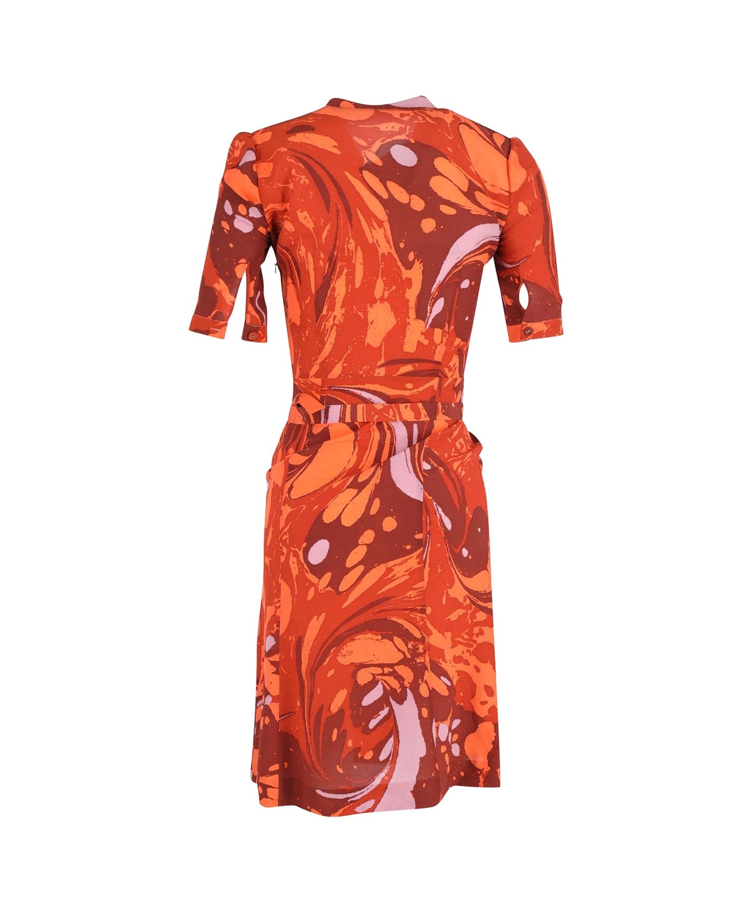Luxury Bottega Veneta Abstract Print Tie-Neck Knee-Length Dress in Multicolor Silk