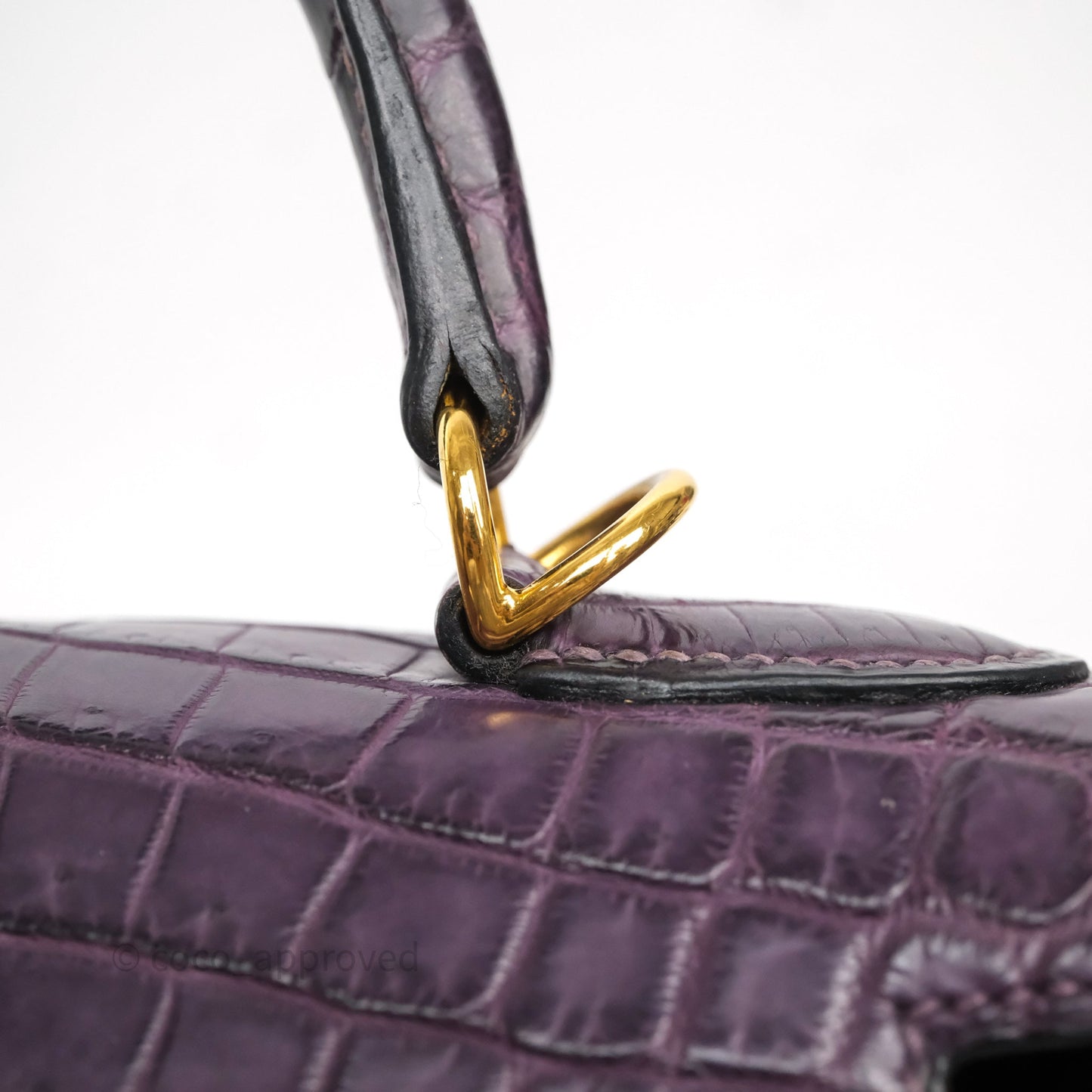 Hermès Kelly 28 Purple Crocodile Gold Hardware