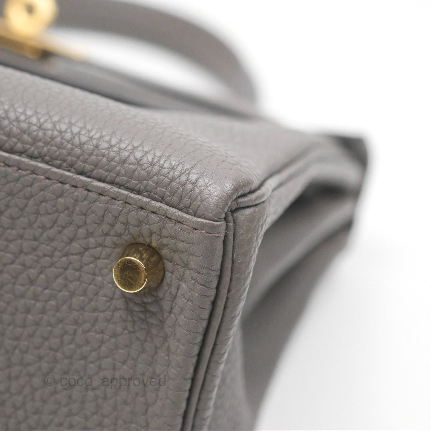 Hermès Retourne Kelly 25 Gris Etain 8F Togo Gold Hardware