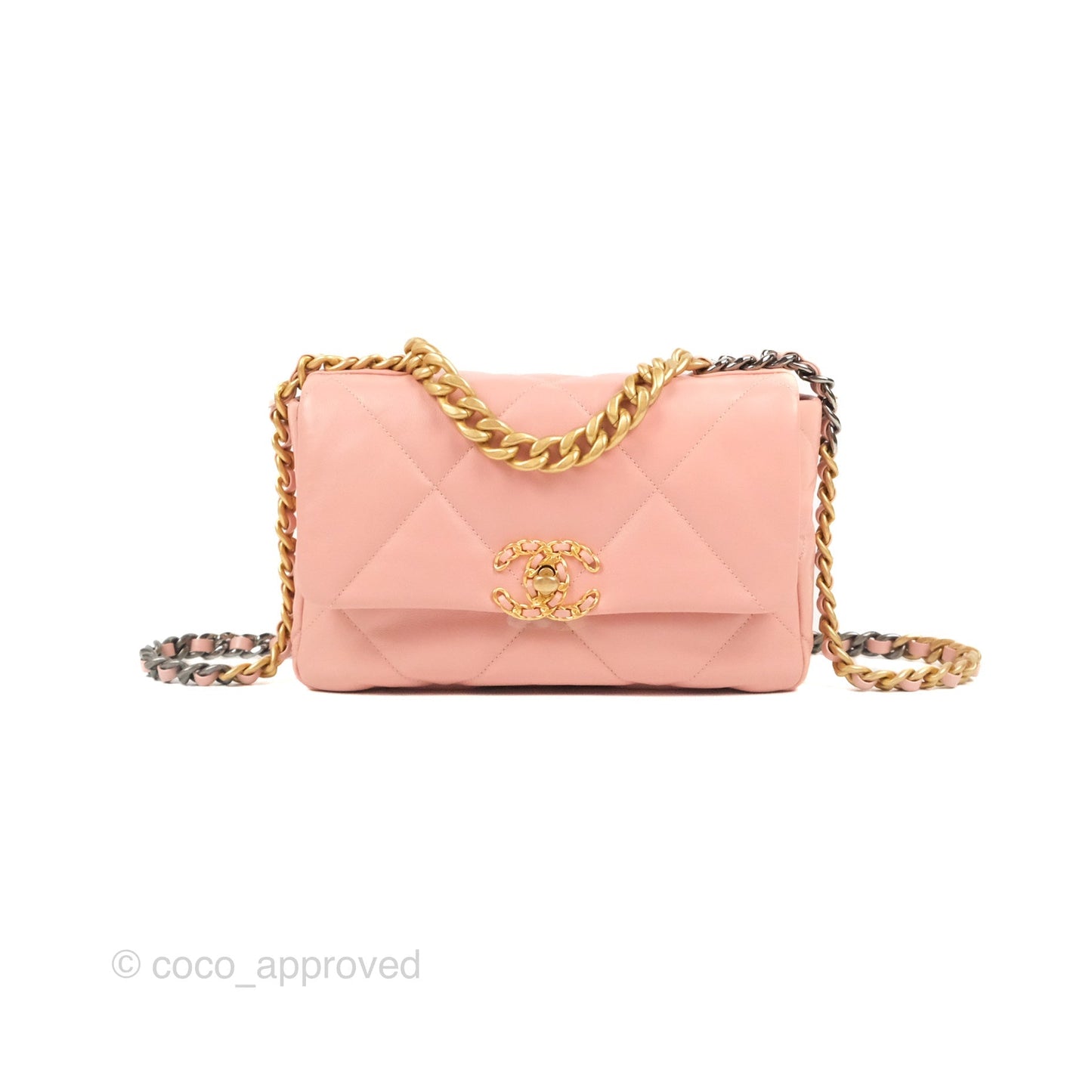 Chanel 19 Small Blush Pink Goatskin Mixed Hardware