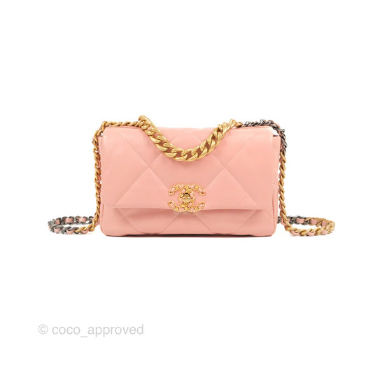 Chanel 19 Small Blush Pink Goatskin Mixed Hardware