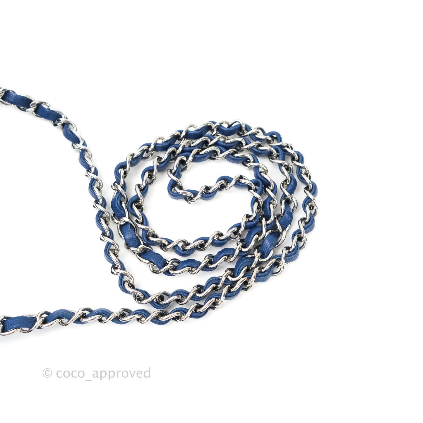 Chanel Mini Rectangular Chevron Caviar Blue Silver Hardware