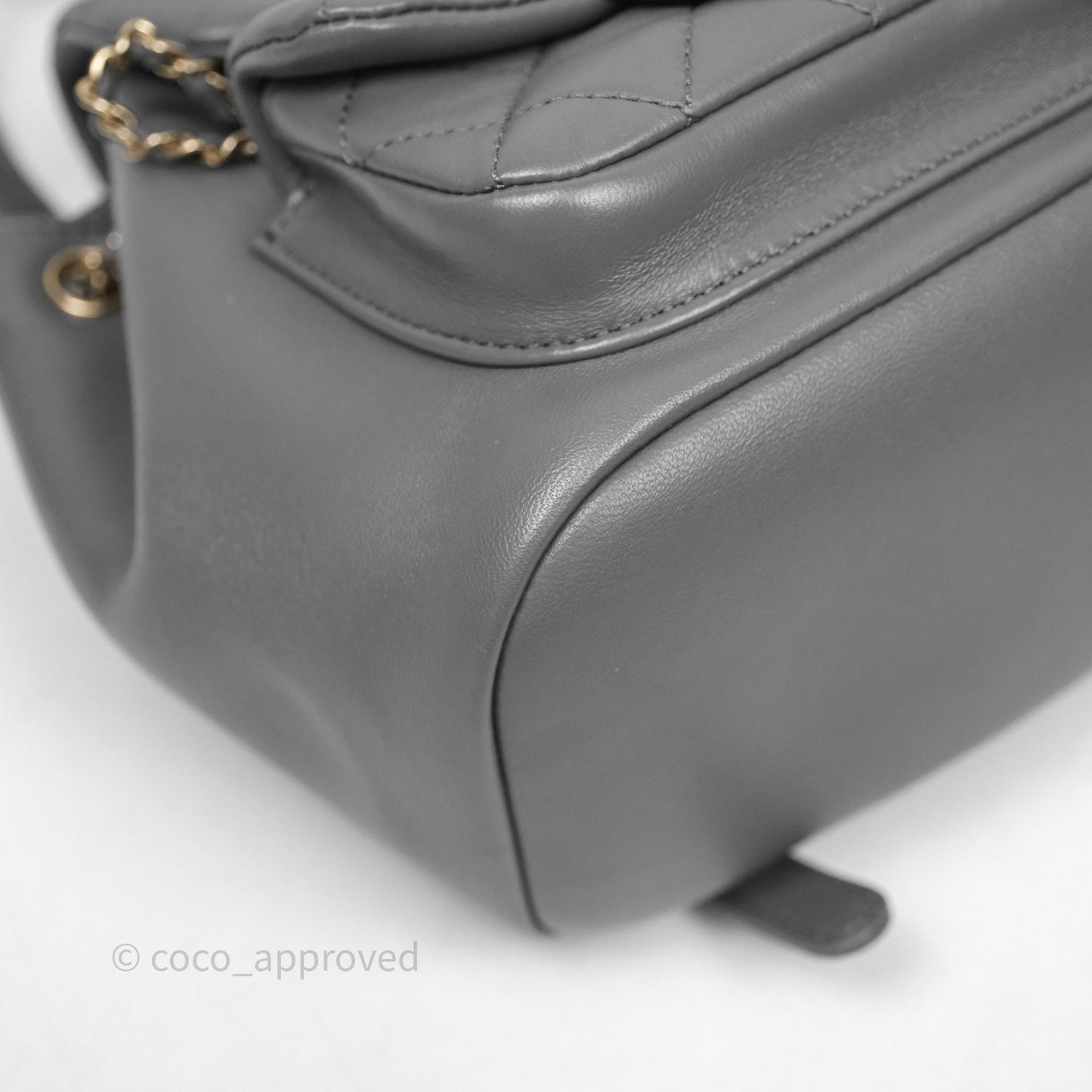 Chanel Small Duma Drawstring Backpack Grey Lambskin Gold Hardware