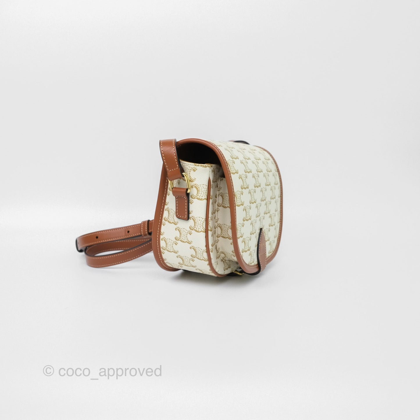 Celine Medium Folco Bag Triomphe Canvas White