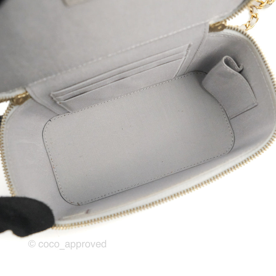 Chanel Vanity Rectangular Top Handle Grey Lambskin Gold Hardware