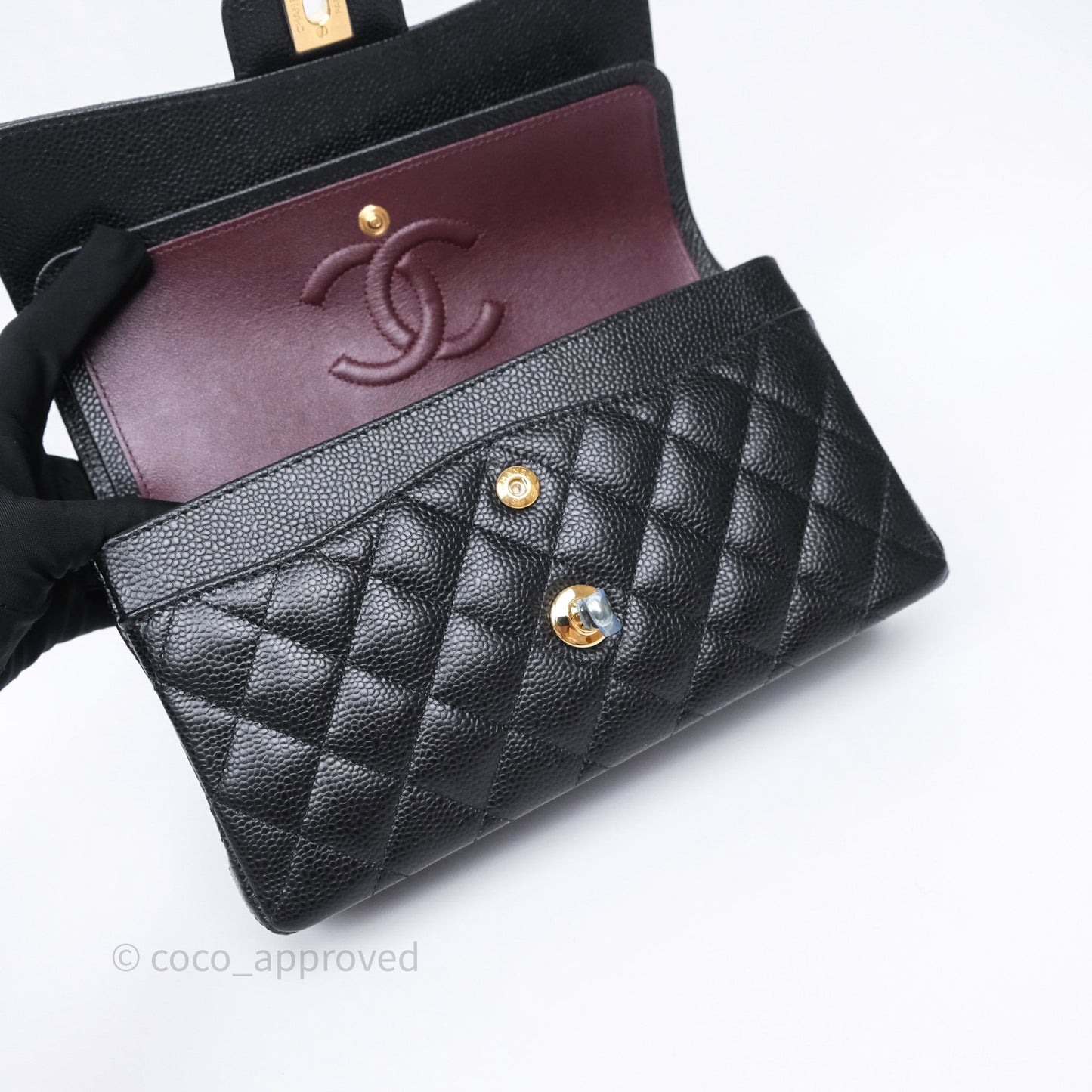 Chanel Small Classic Flap Quilted Black Caviar Gold Hardware