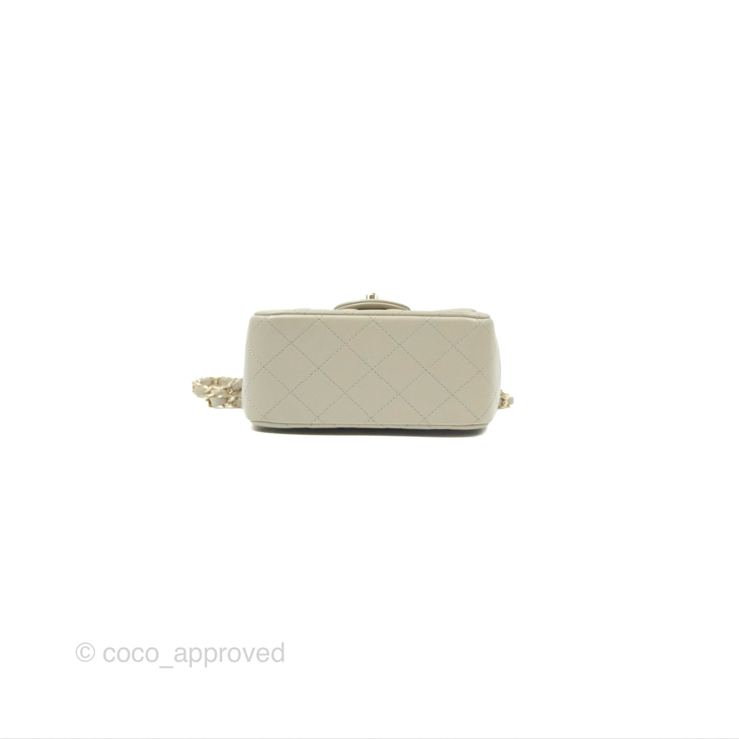 Chanel Mini Square Quilted Grey Lambskin Gold Hardware 22C