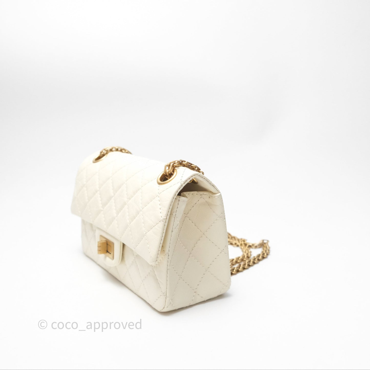 Chanel Mini Reissue 224 White Ivory Aged Calfskin Aged Gold Hardware