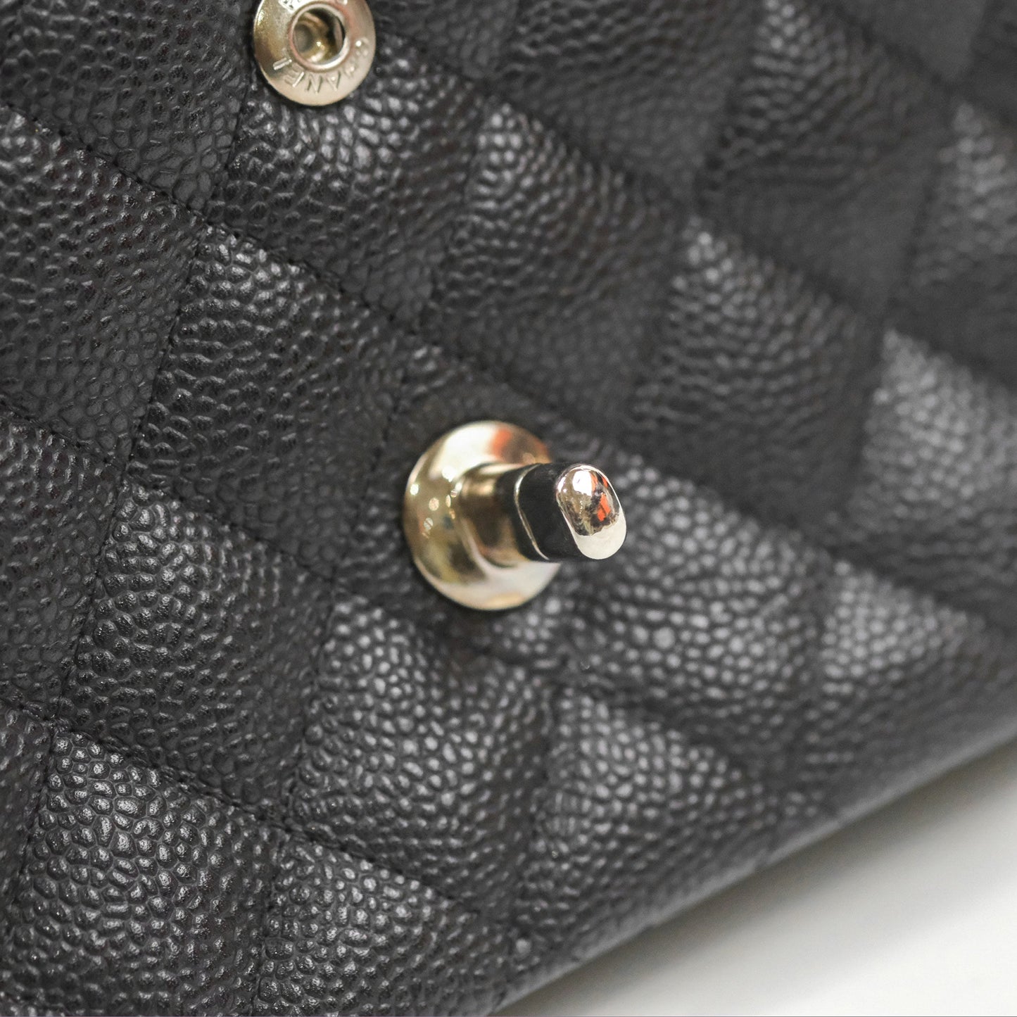 Chanel Classic M/L Medium Flap Quilted Black Caviar Silver Hardware