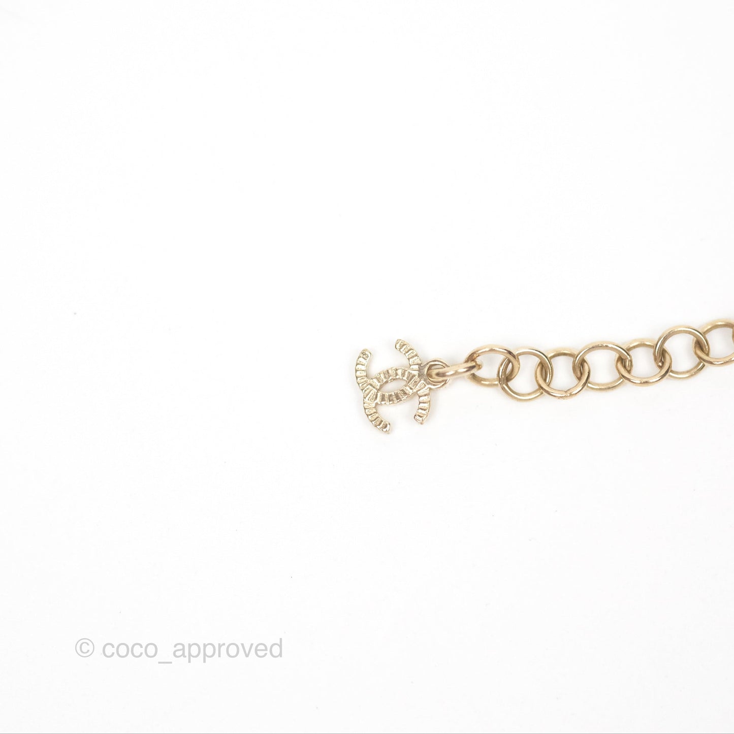 Chanel CC Crystal Chain Choker Necklace Gold Tone 21S