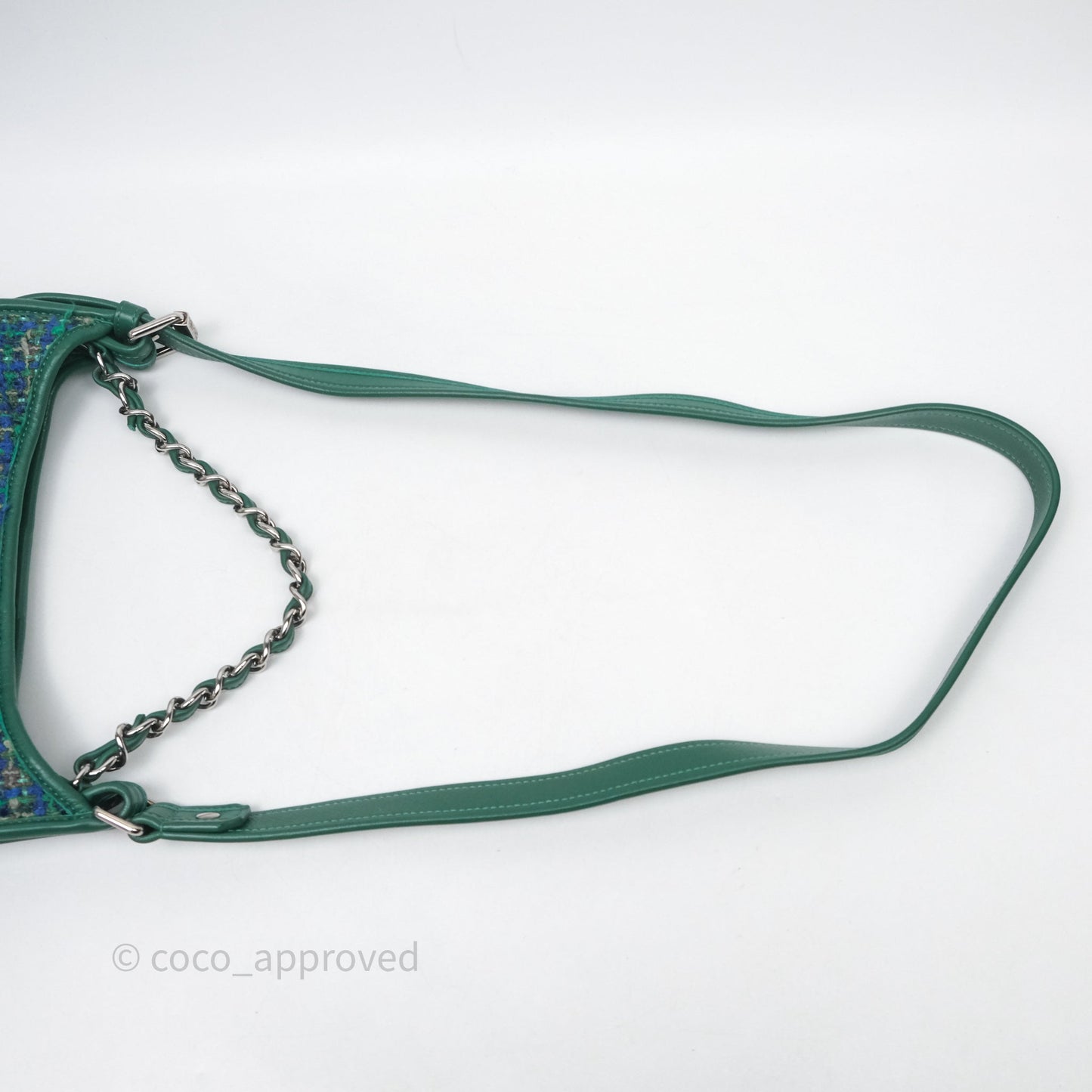Chanel Tweed Jungle Stroll Hobo Bag Green Silver Hardware