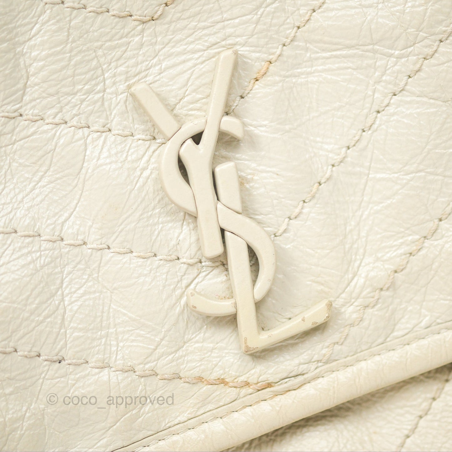 Saint Laurent Niki Baby Chain Bag Blanc Vintage Calfskin Brushed Palladium Hardware