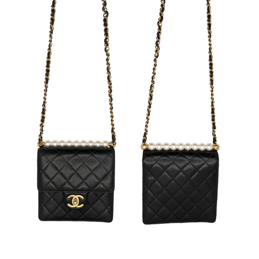 Luxury Chanel bag Small Goatskin Quilted Chic Pearls Flap Bag