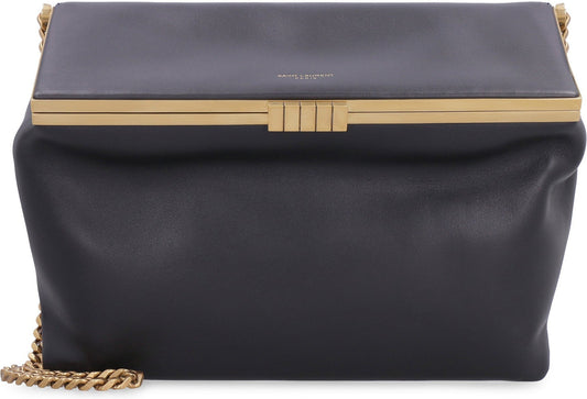 Luxury Saint Laurent Women's Fanny Leather Shoulder Bag in Black | 698202AAAMD Color 1000