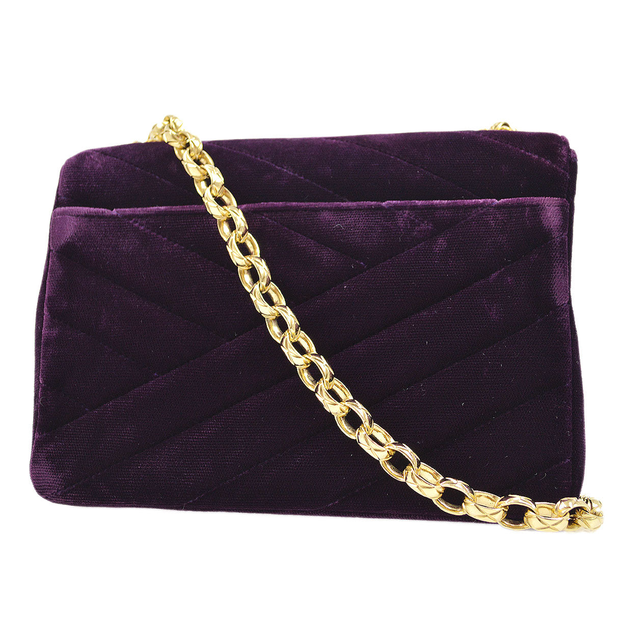 Luxury Chanel * 1991-1994 Purple Velvet Rhinestone CC Diagonal Letter Flap Bag
