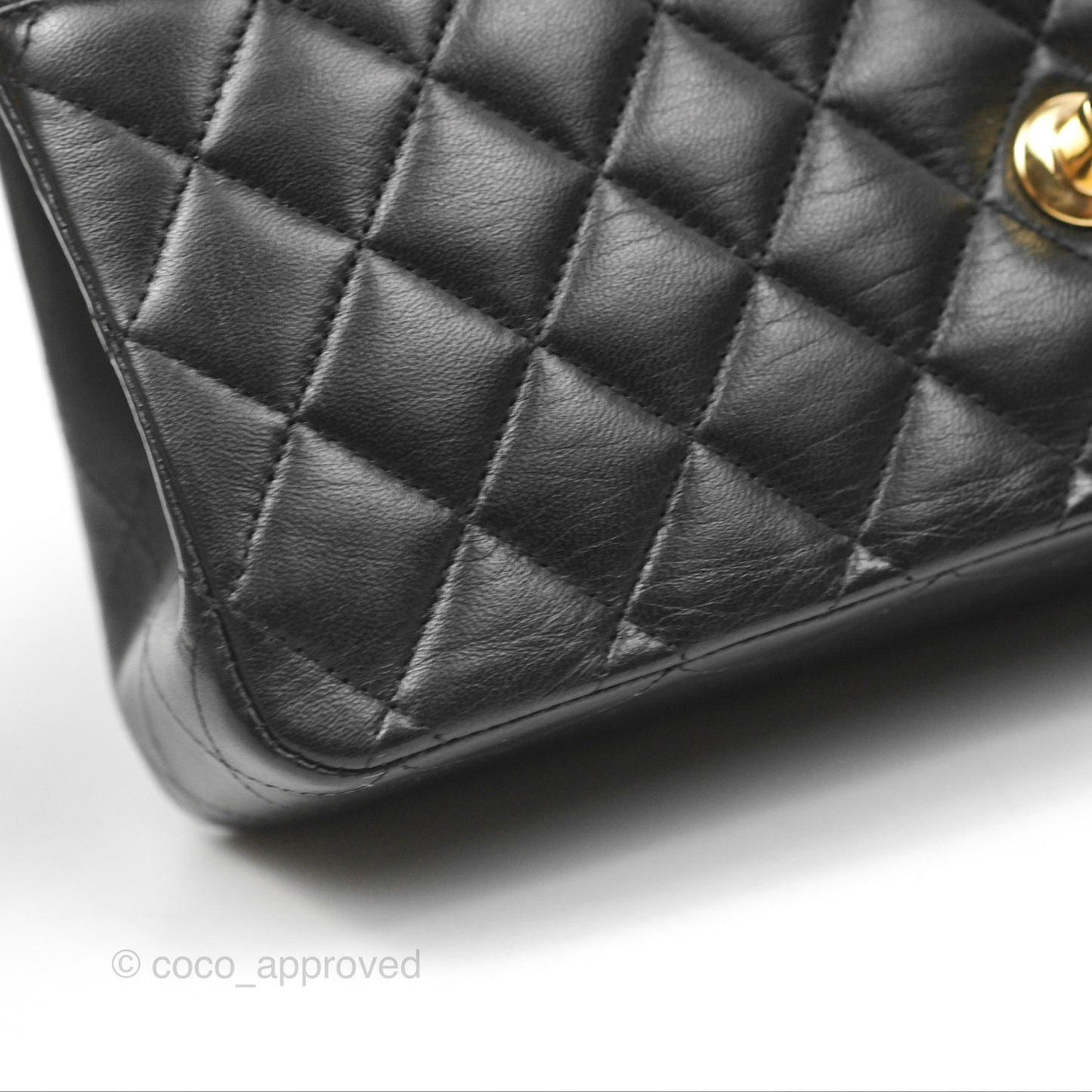 Chanel Classic M/L Medium Flap Quilted Black Lambskin Gold Hardware
