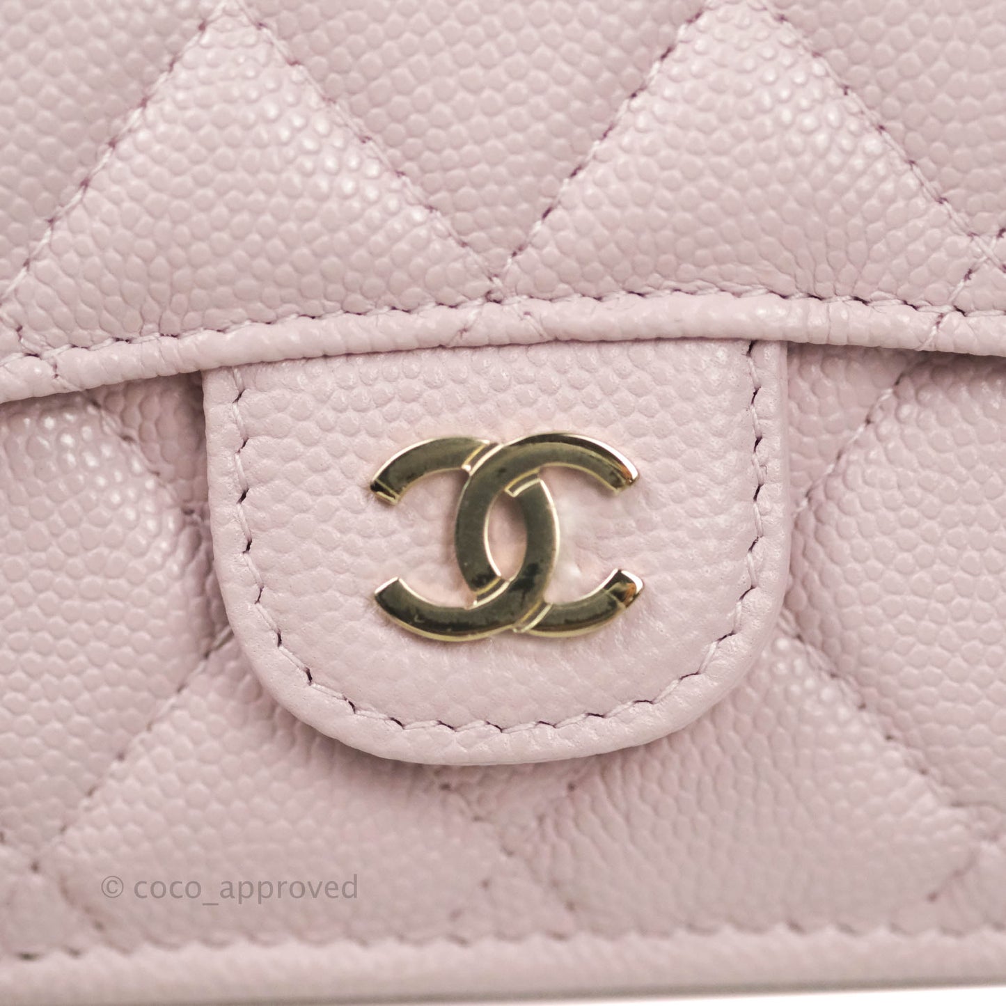 Chanel Quilted Small Classic Flap Trifold Wallet Rose Clair Caviar Gold Hardware 21S