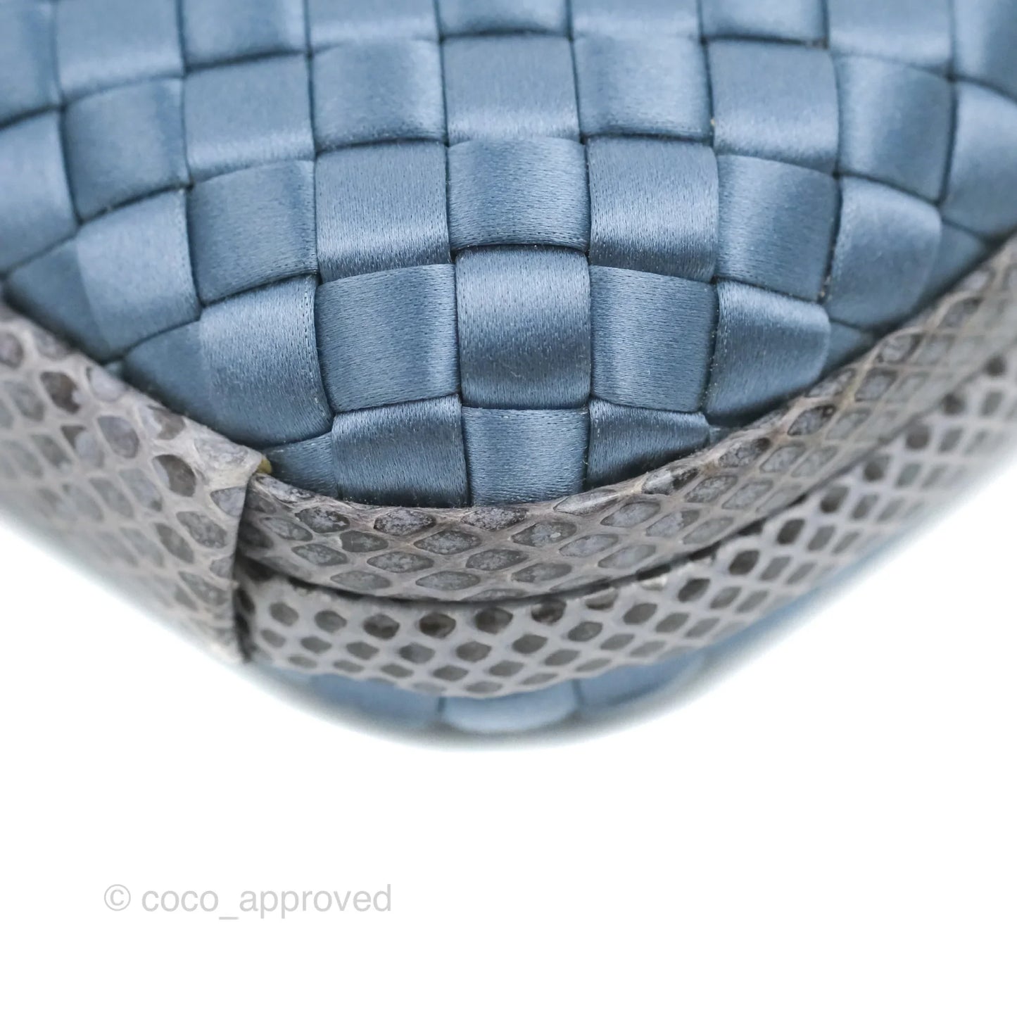 Bottega Veneta Ayers Satin Intreccio Stretch Knot Clutch Navy