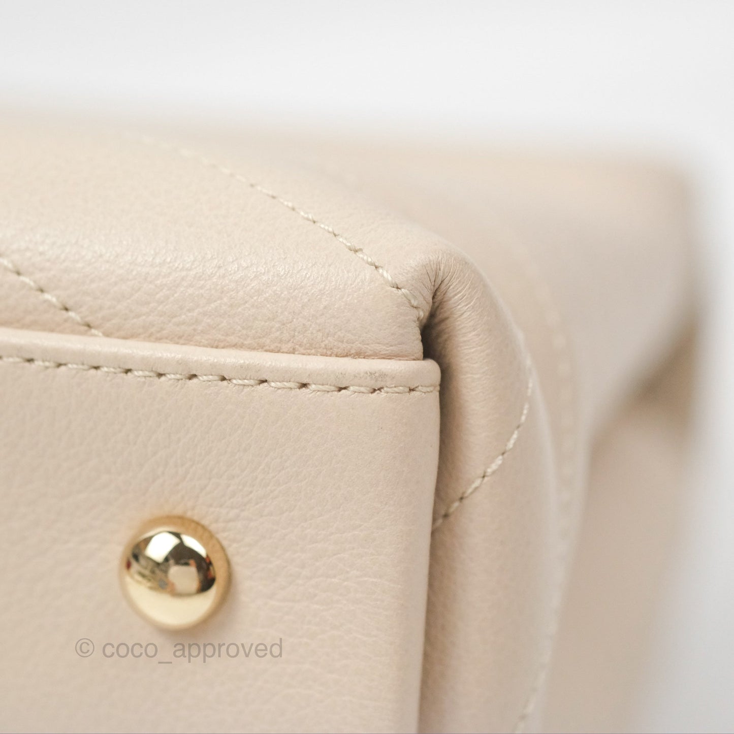 Chanel Large Chevron Chic Top Handle Bag Light Beige Grained Calfskin Gold Hardware
