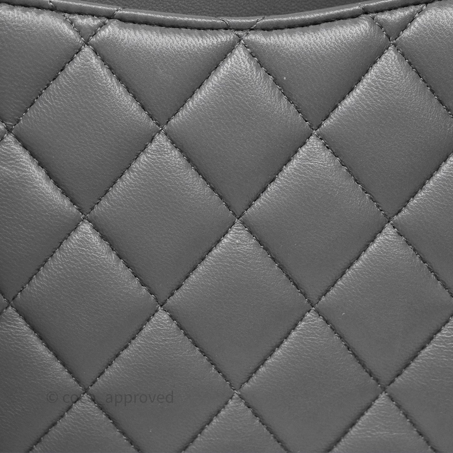 Chanel Classic M/L Medium Flap Quilted Grey Lambskin Gold Hardware