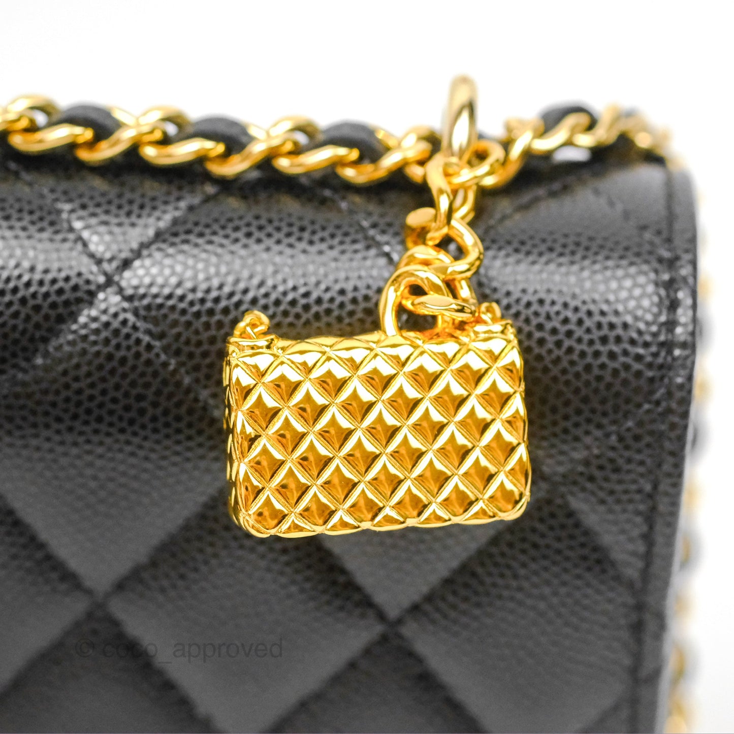 Chanel WOC Bag Charm Black Caviar Gold Hardware