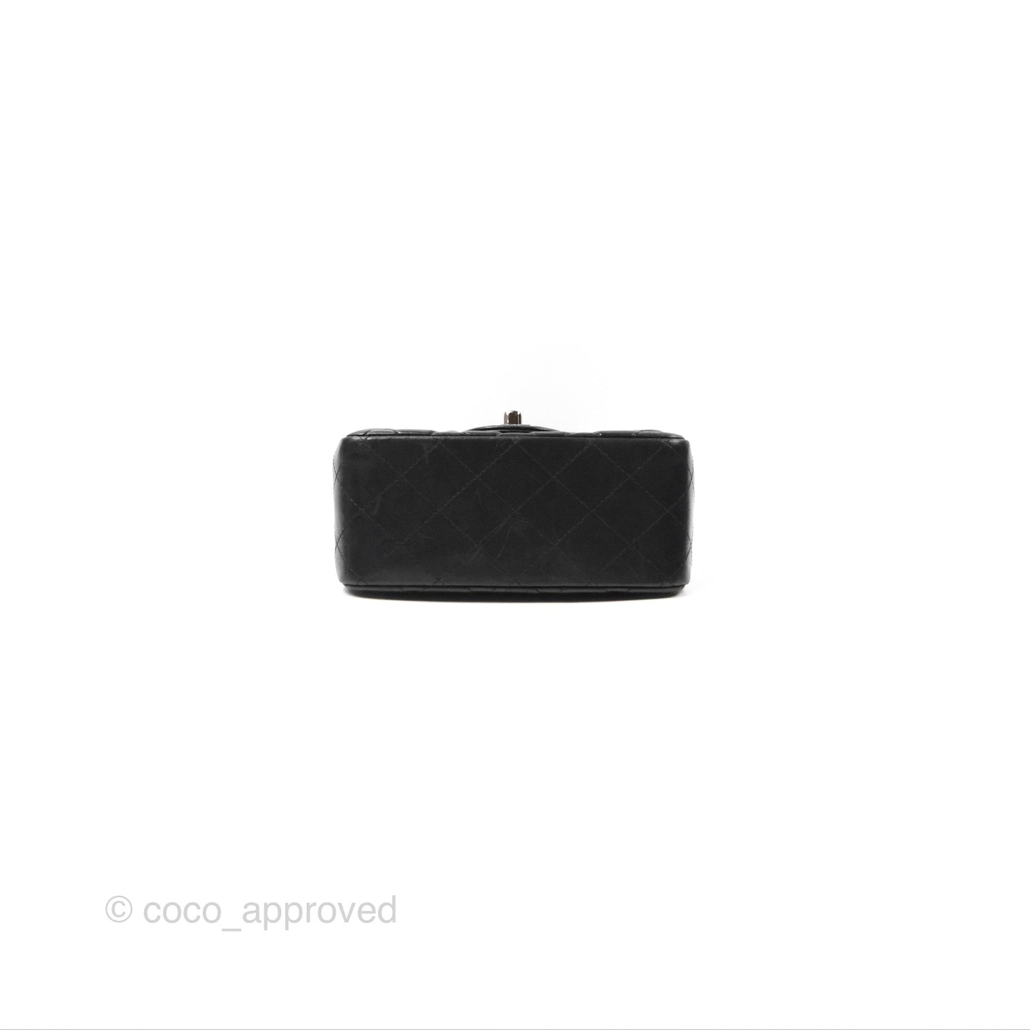 Chanel Mini Square Black Lambskin Dark Silver Hardware