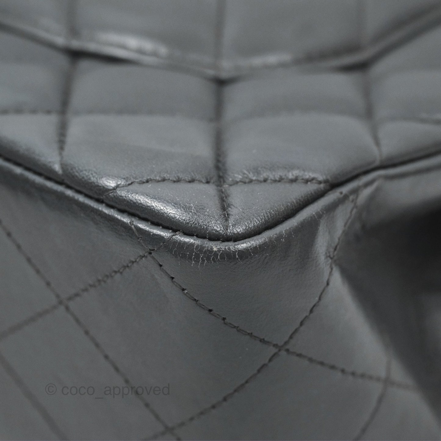 Chanel Jumbo Double Flap Dark Grey Lambskin Brushed Gold Hardware⁣⁣