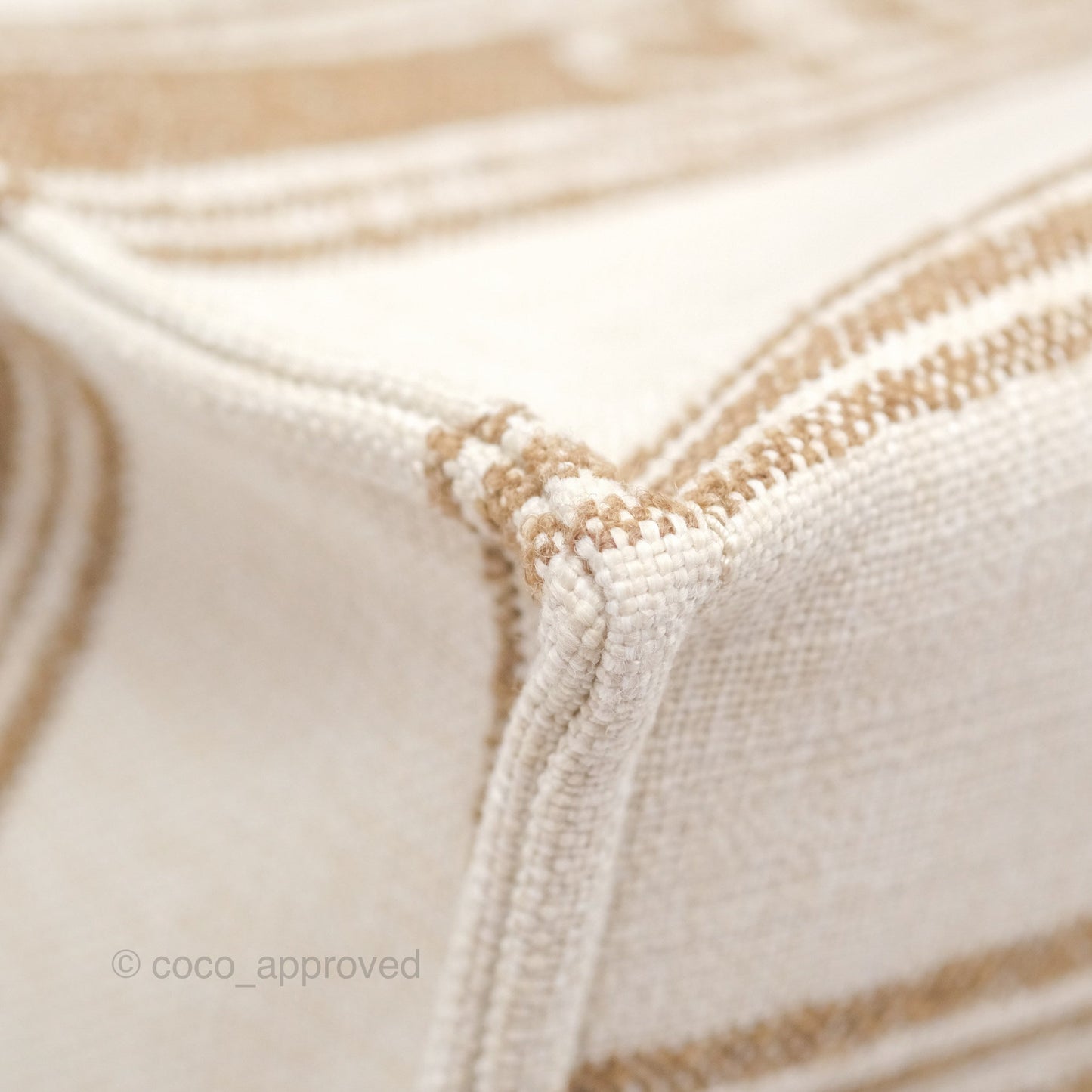 Celine Large Cabas Thais In Striped Textile Tobacco/Tan