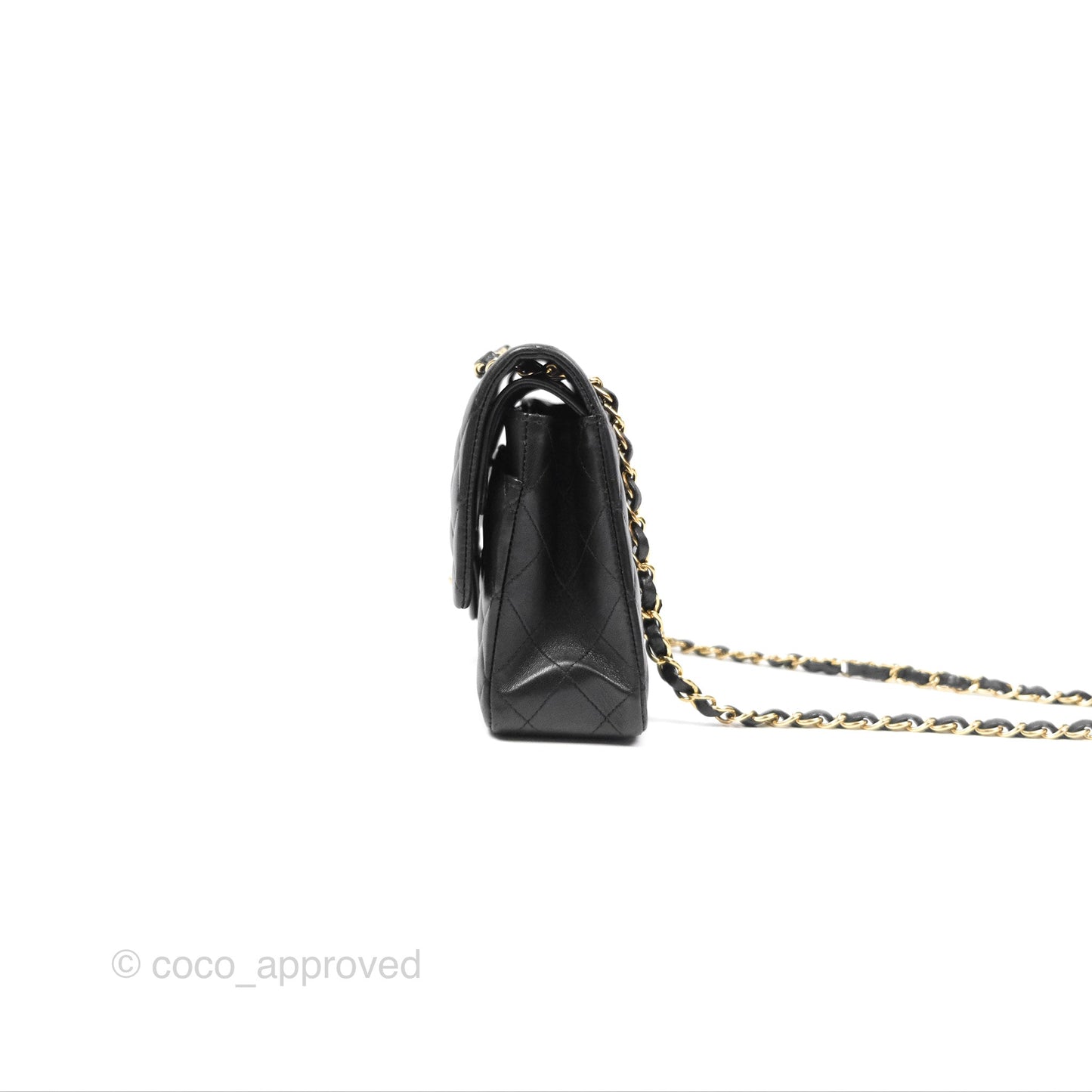 Chanel Classic M/L Medium Flap Quilted Black Lambskin Gold Hardware