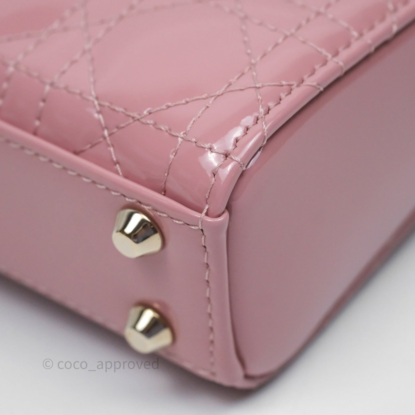 Christian Dior Micro Lady Dior Pink Patent Cannage Calfskin Gold Hardware
