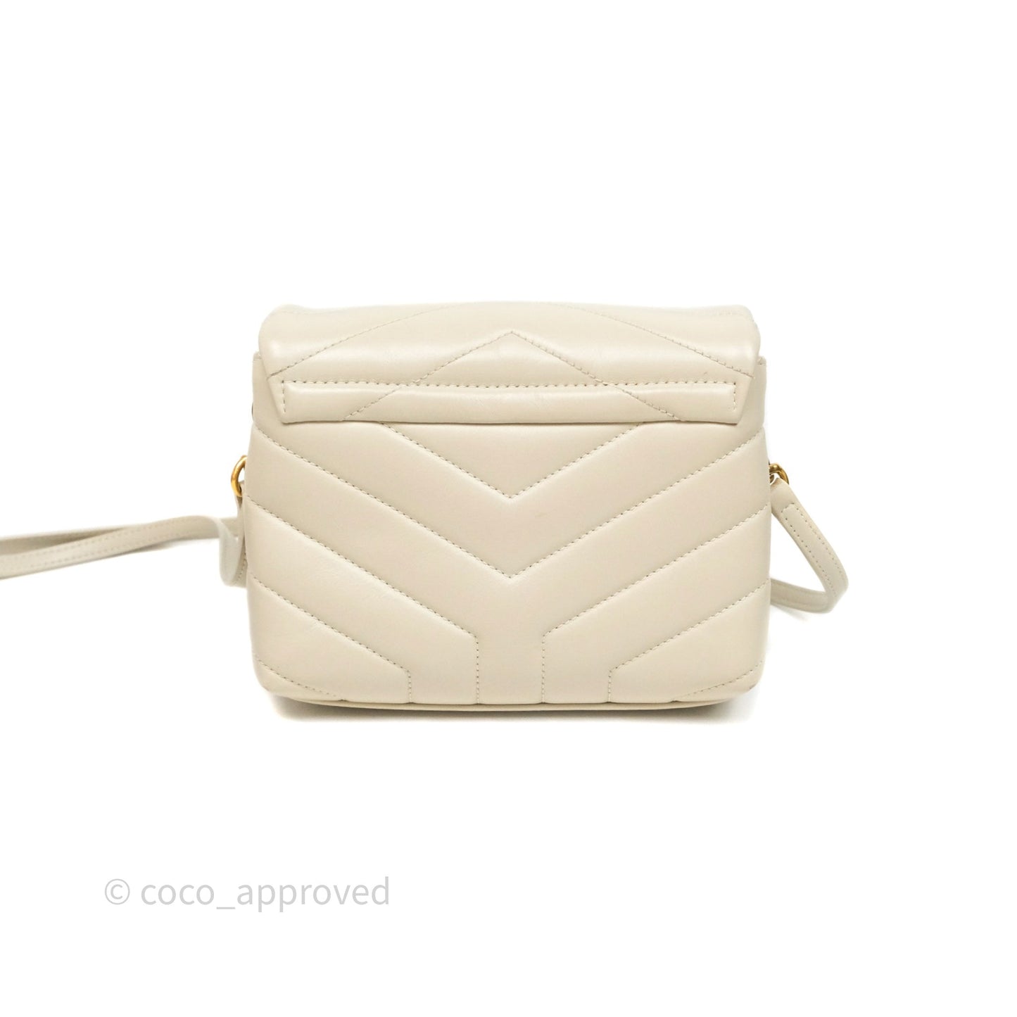 Saint Laurent Small Loulou Flap Bag Beige Calfskin Gold Hardware