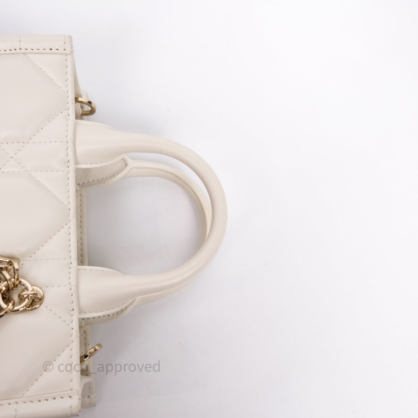 Christian Dior Mini Dior Book Tote Latte Macrocannage Calfskin Gold Hardware