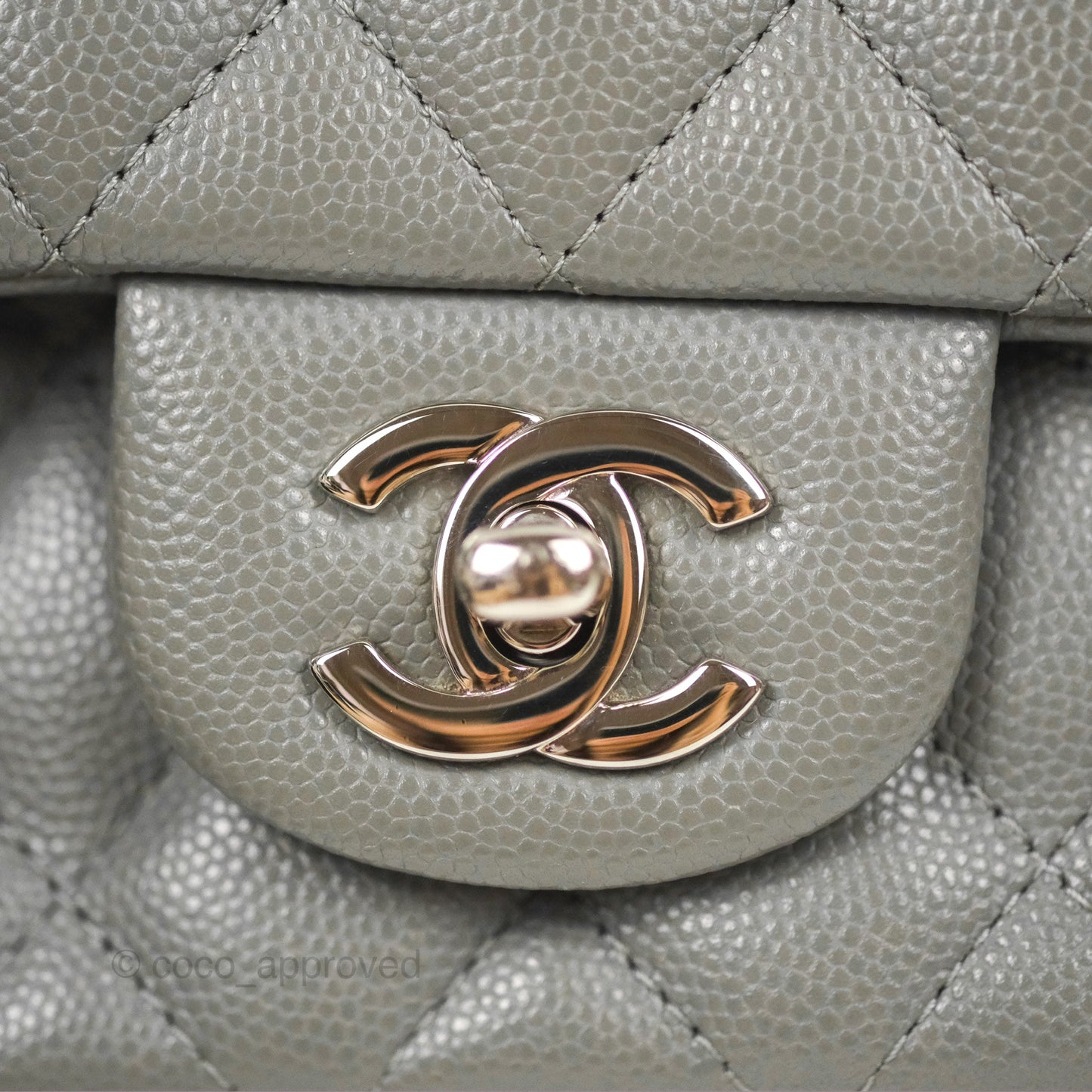 Chanel Quilted Mini Rectangular Flap Grey Caviar Silver Hardware 17B