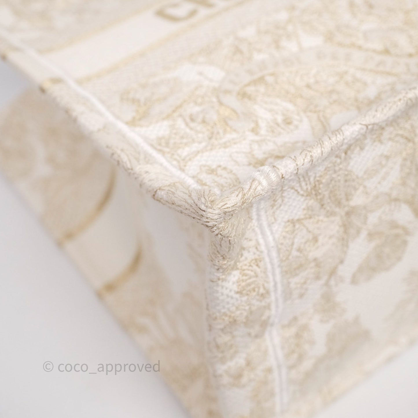 Christian Dior Medium Book Tote Latte Embroidery With Gold-Tone Metallic