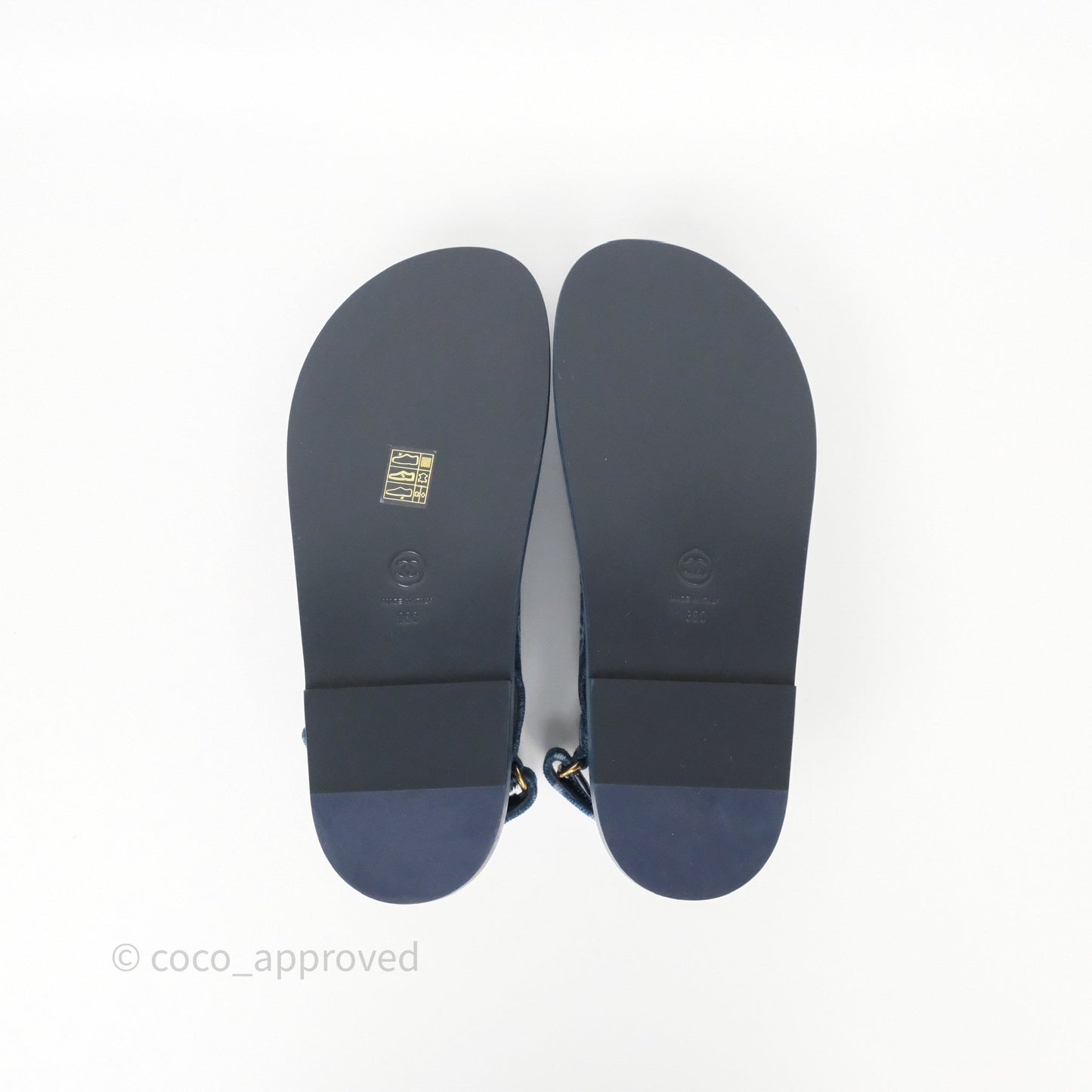 Chanel CC Dots Dad Sandals Denim Blue 23P Size 38