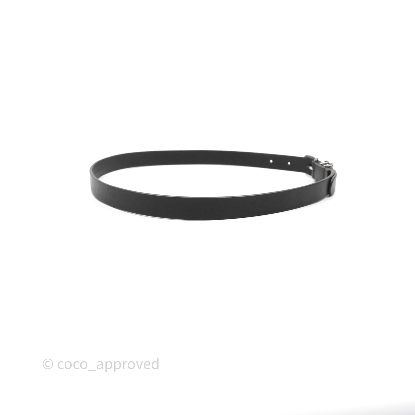 Chanel Crystal CC Belt Black Silver Hardware Size 75 20S