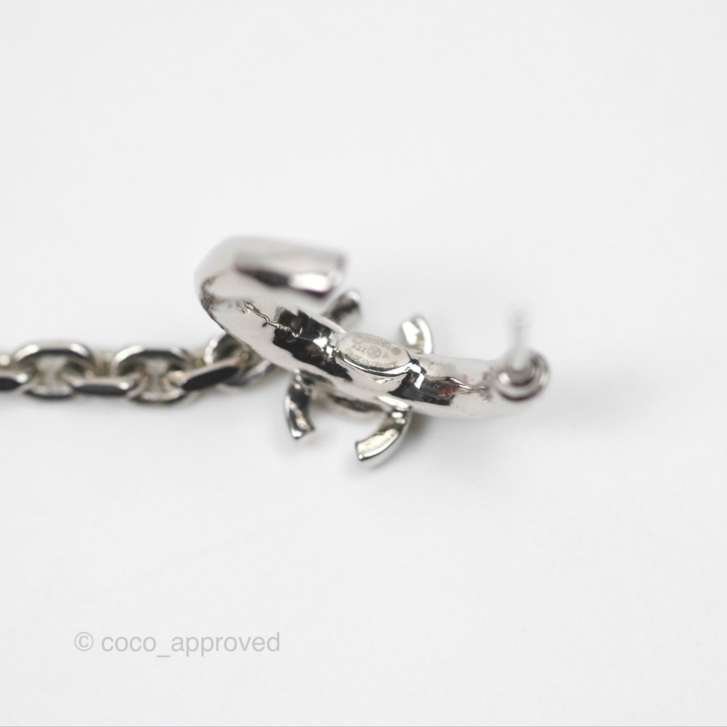 Chanel Crystal CC Chain Earrings Ear Cuff Silver Tone 22A