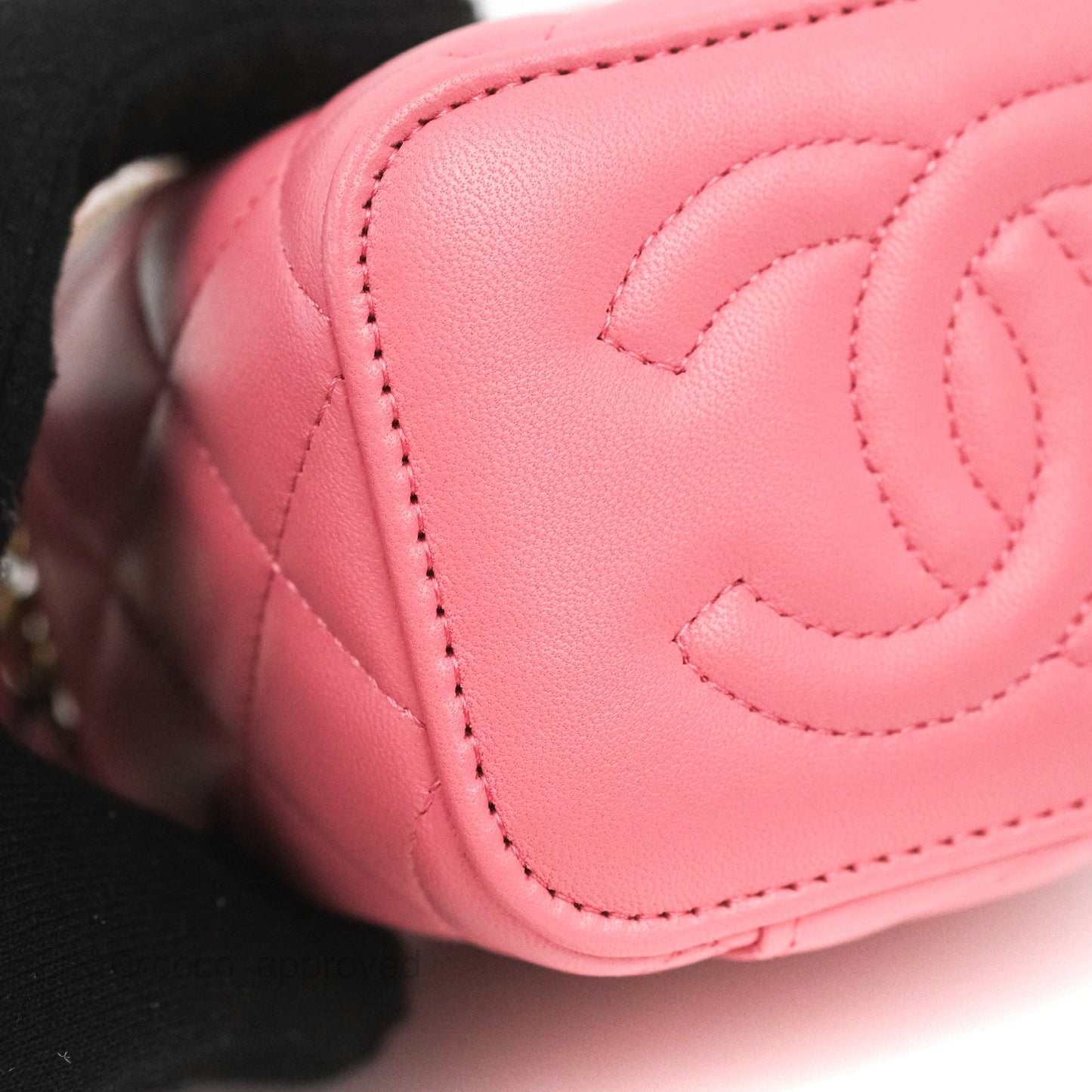 Chanel Mini Top Handle Vanity With Chain Pink Lambskin Gold Hardware
