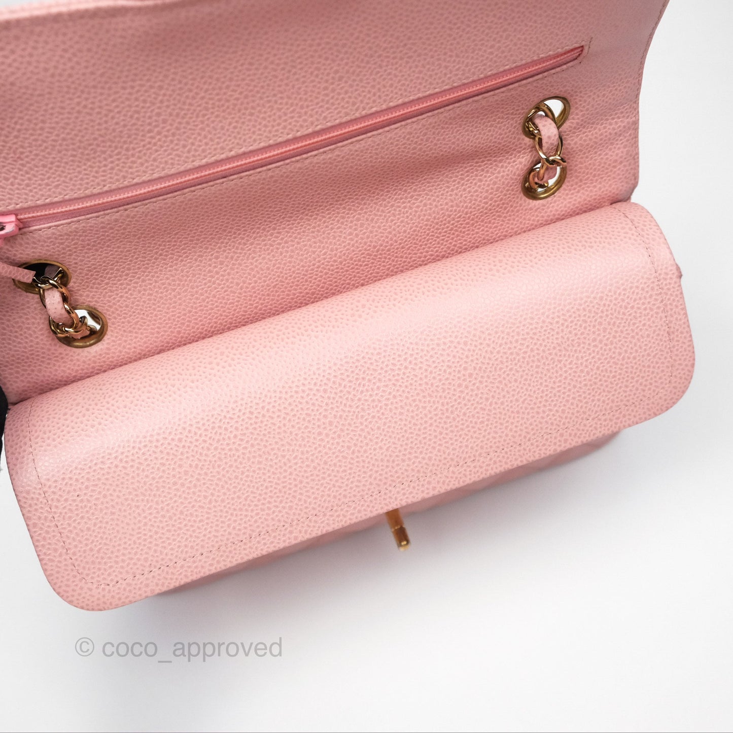 Chanel Vintage Classic M/L Medium Flap Quilted Sakura Pink Caviar 24K Gold Hardware