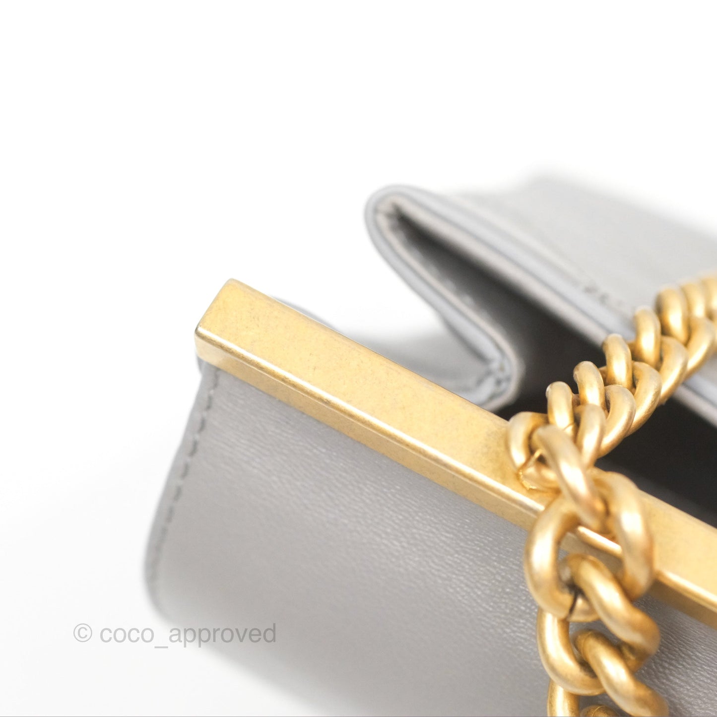 Chanel Small Quilted Coco Luxe Flap Bag Grey Calfskin Aged Gold Hardware