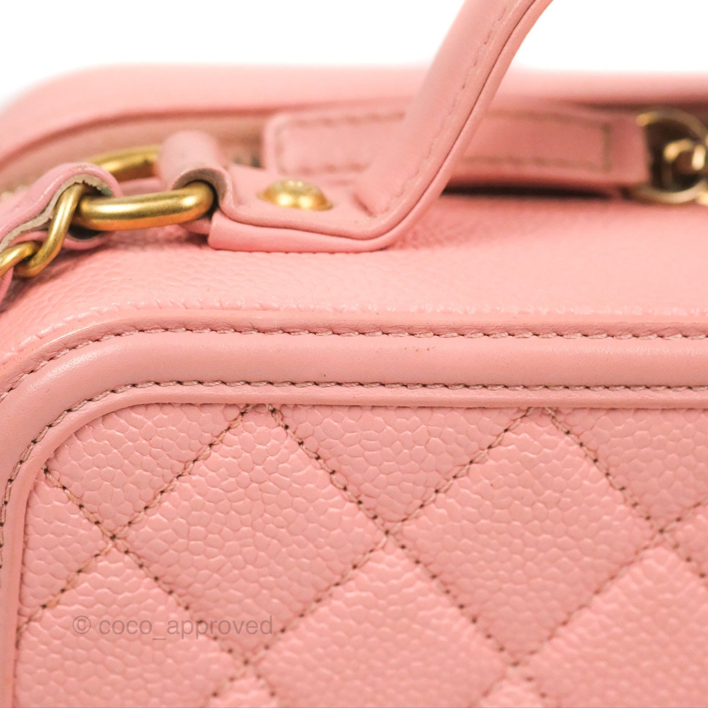 Chanel Quilted Medium CC Filigree Vanity Case Pink Caviar Gold Hardware
