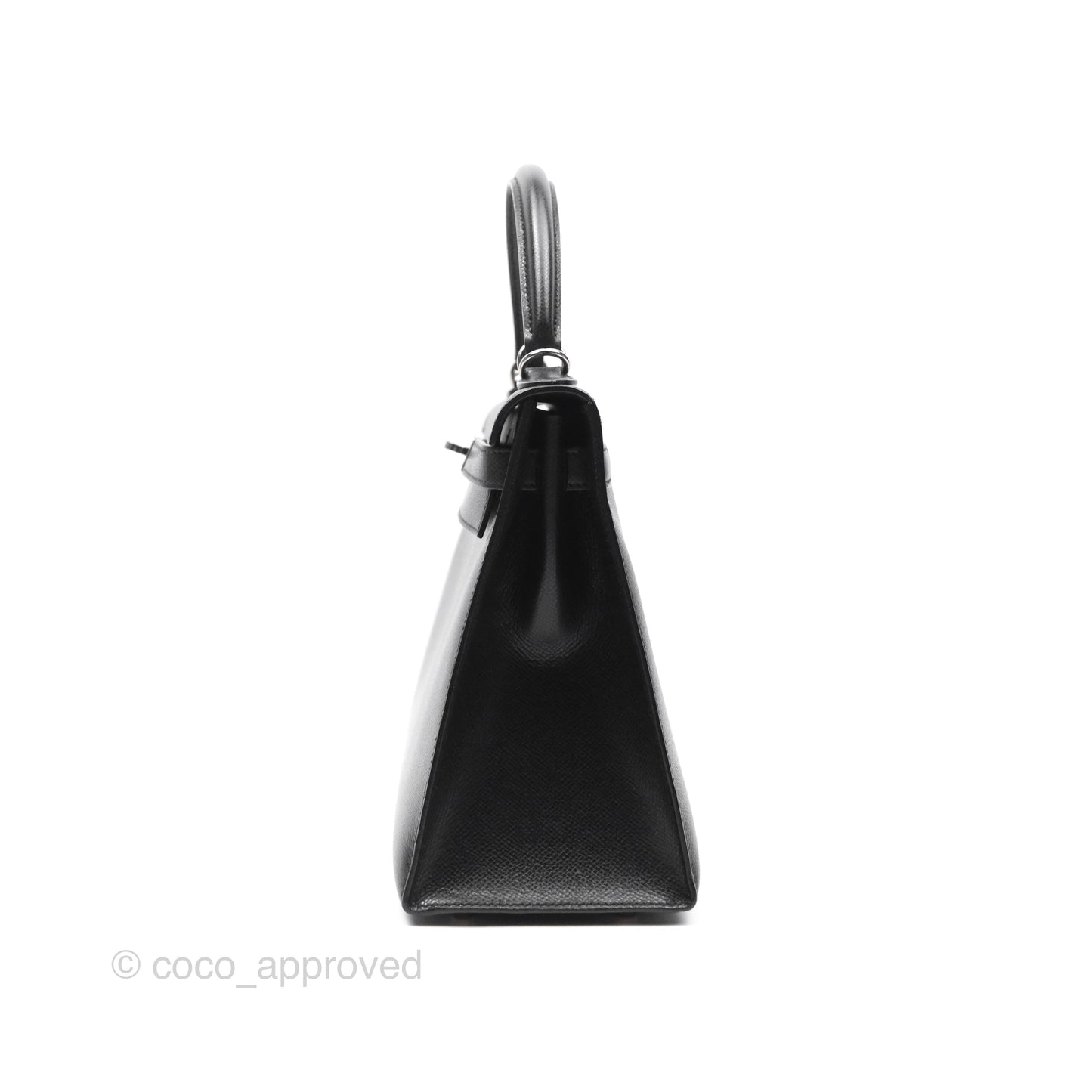 Hermès Vintage Kelly 28 Sellier Noir 89 Courchevel Palladium Hardware