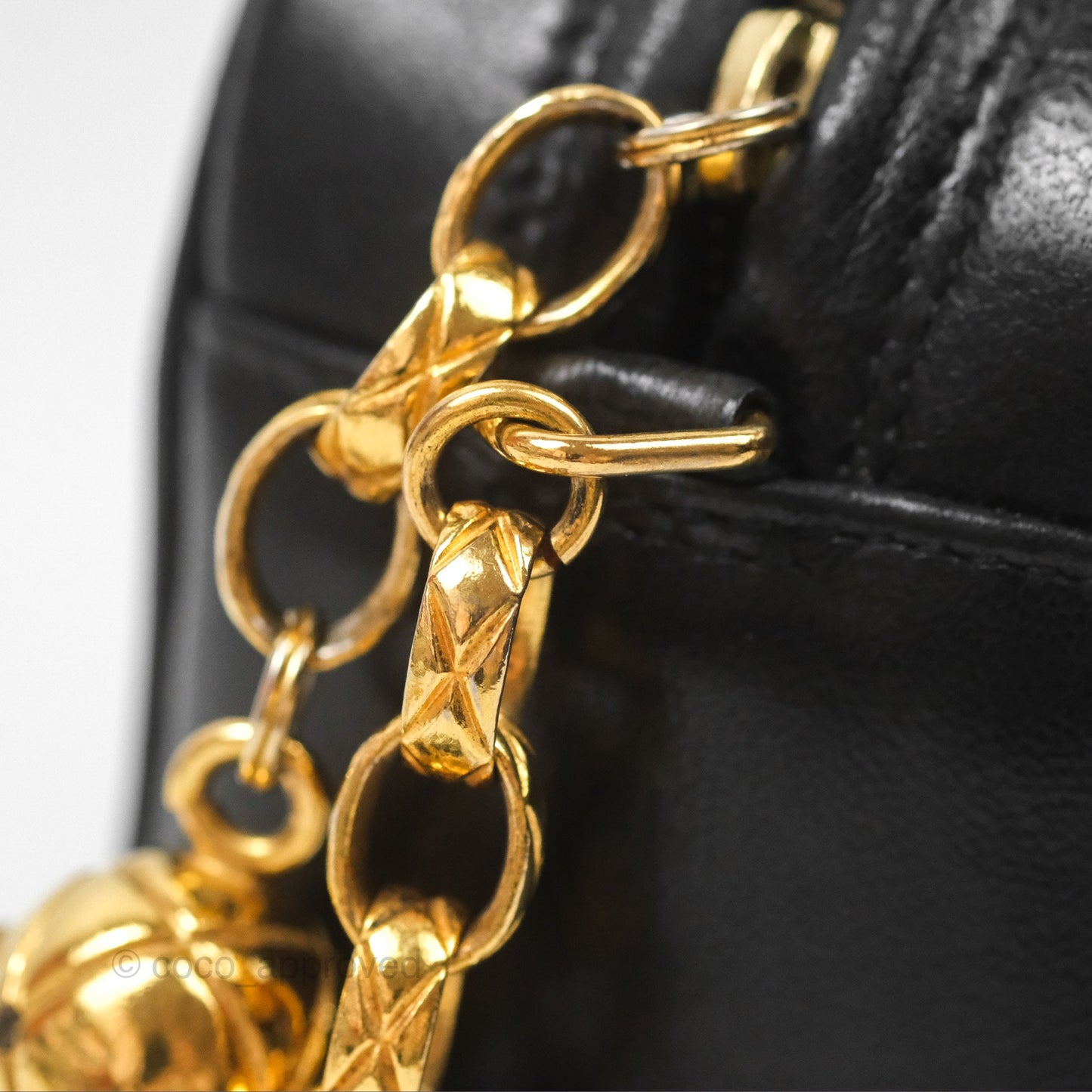 Chanel Vintage White CC Camera Bag Black Lambskin Gold Hardware
