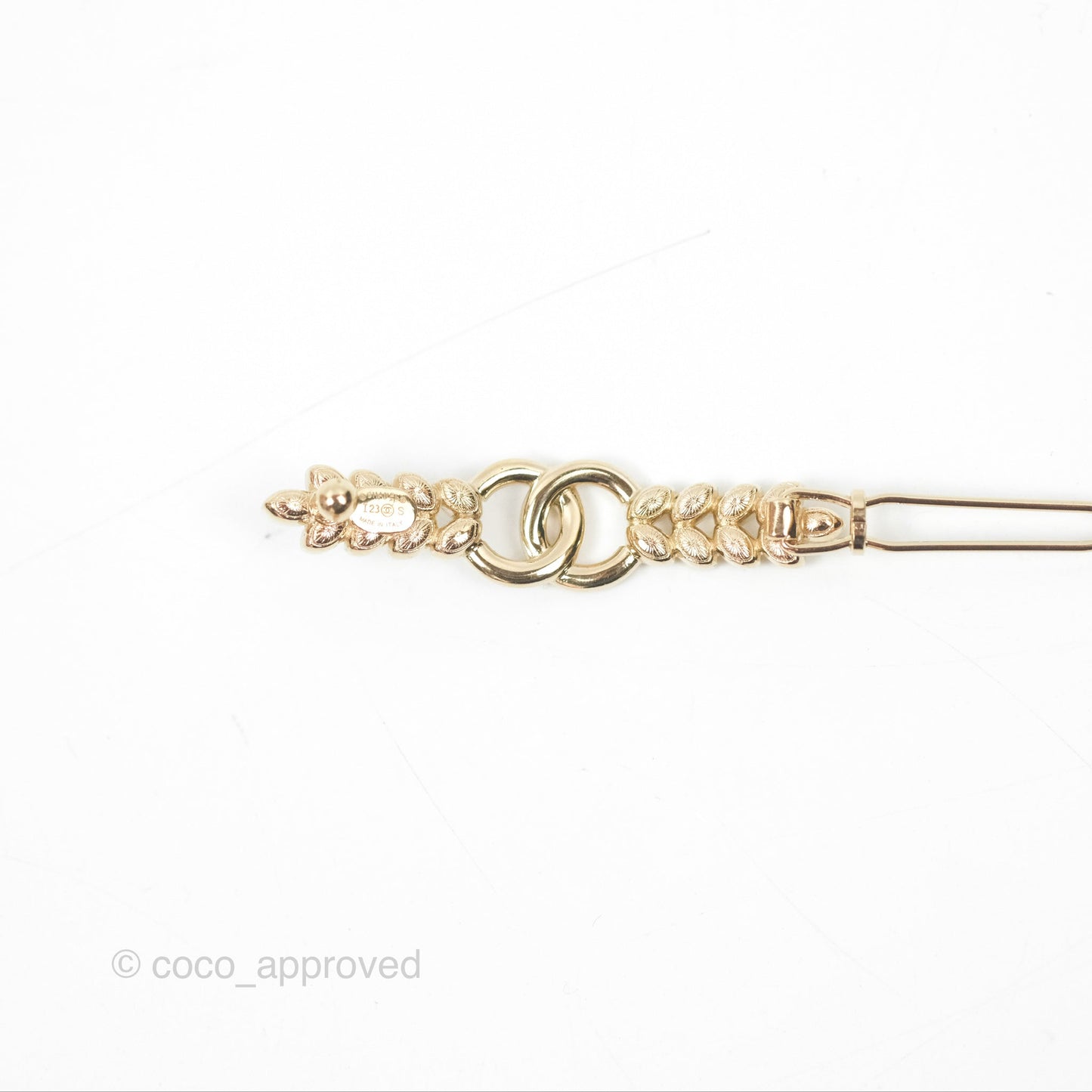 Chanel Leafy CC Crystal Hair Clip Barrette Gold Tone 23S