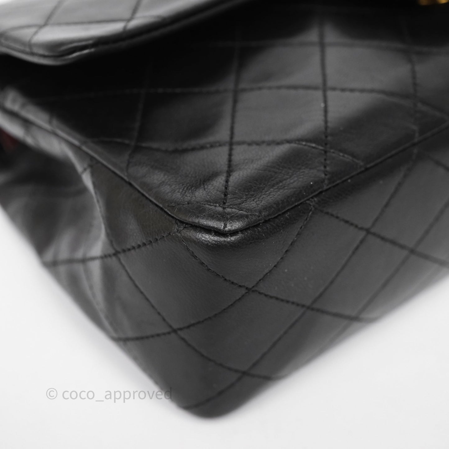 Chanel Vintage Medium Classic Flap Black Lambskin 24K Gold Hardware